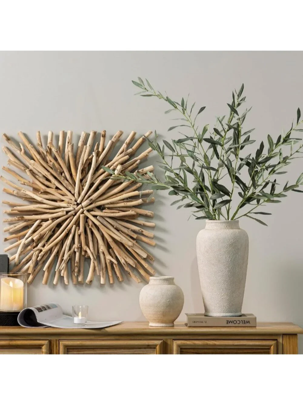 Rustic Large Ceramic Flower Vase - Tall Decorative Pottery for Home Decor, 12